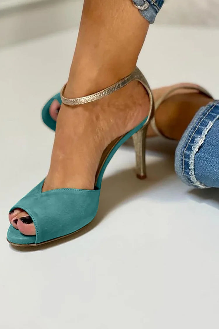 Liv | peep-toe na wysokim obcasie z zapięciem i zamknięciem