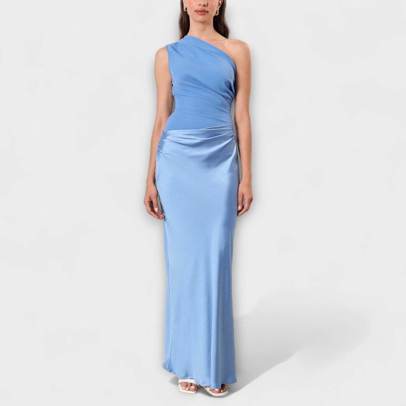 Emilia | Elegancka sukienka maxi na jedno ramię z fałdami