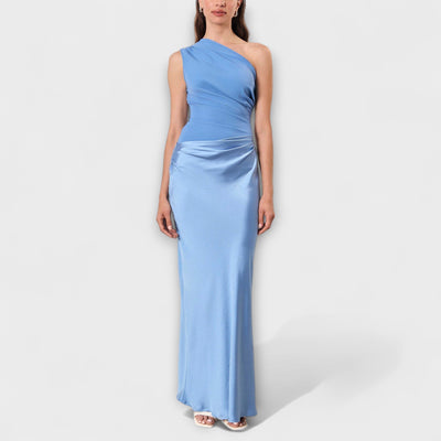 Emilia | Elegancka sukienka maxi na jedno ramię z fałdami