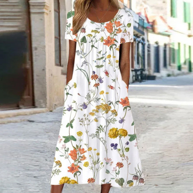 Laura | Boho Kwiatowa Sukienka z efektem modelującym brzuch