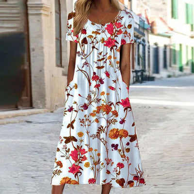 Laura | Boho Kwiatowa Sukienka z efektem modelującym brzuch