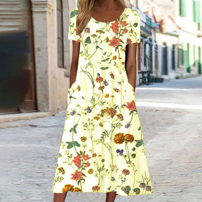 Laura | Boho Kwiatowa Sukienka z efektem modelującym brzuch