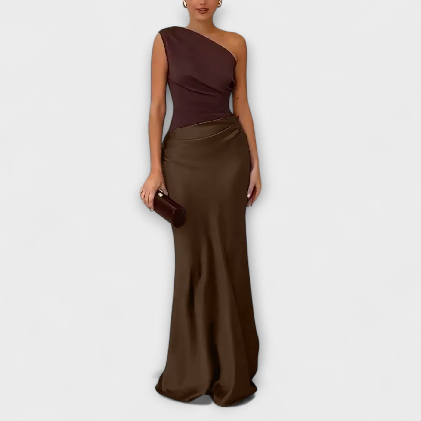 Emilia | Elegancka sukienka maxi na jedno ramię z fałdami
