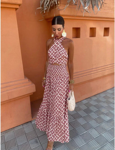 Mickay™ | Elegancka, drapowana midi sukienka z odkrytymi ramionami