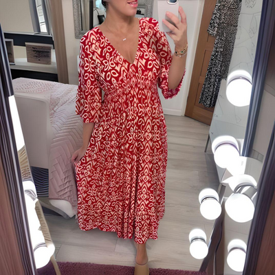 Isabella | Boho Sukienka Wzorzysta