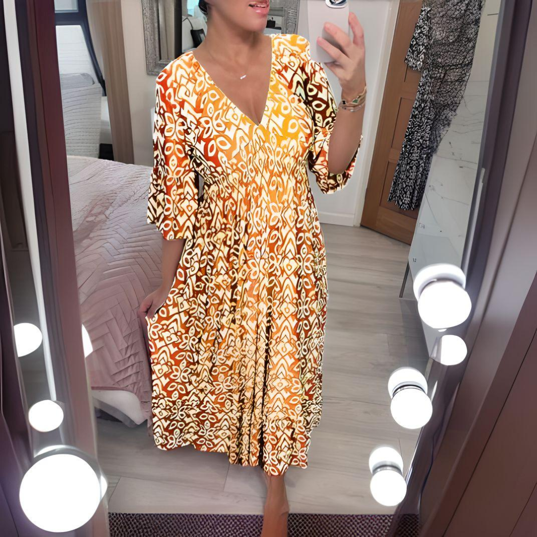 Isabella | Boho Sukienka Wzorzysta